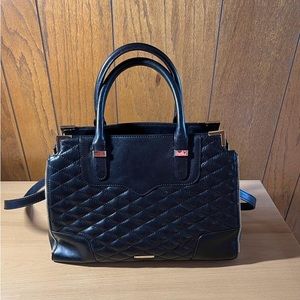 Rebecca Minkoff Quilted Black Leather Satchel with Strap Handbag
